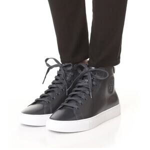 Tory Burch Nola Navy Leather High Top Sneakers Size 6.5